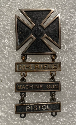 WW2 US Army Iron Cross M-1 Rifle Machine Gun Pistol Military Sterling Silver