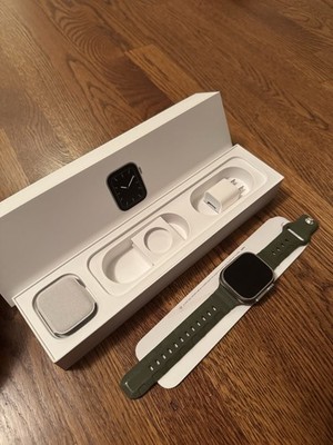 Apple Watch Ultra 49mm Titanium Case with Green Alpine Loop, Medium (GPS +...