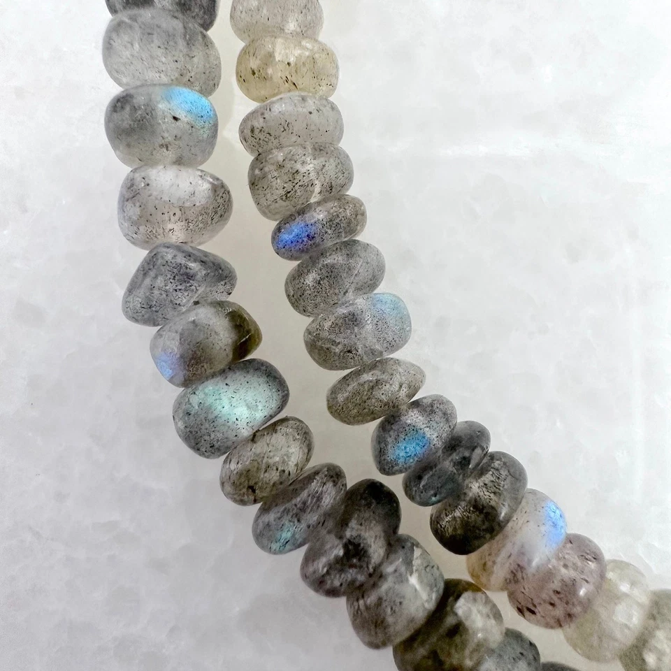 Collar de plata de ley 925 estación de labradorita arco iris con cuentas para mujer, 18 pulgadas Foto 2 de 4