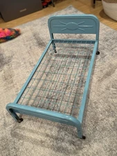 Vintage 1950’s AMSCO Blue Metal Doll E Bed Baby Doll Bed