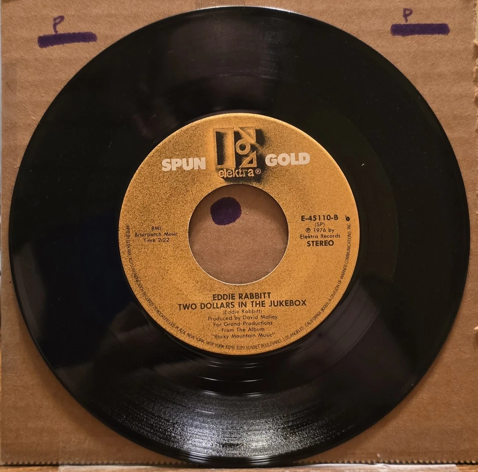 Eddie Rabbitt - Drivin' My Life Away/Two Dollars In The Jukebox - 45rpm  - Image 3 of 3