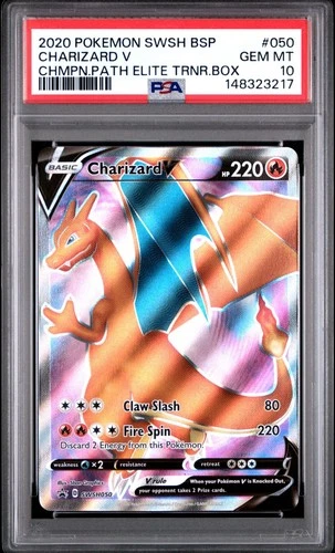 PSA 10 CHARIZARD V SWSH050 FULL ART BLACK STAR PROMO CHAMPIONS PATH POKEMON 🔥