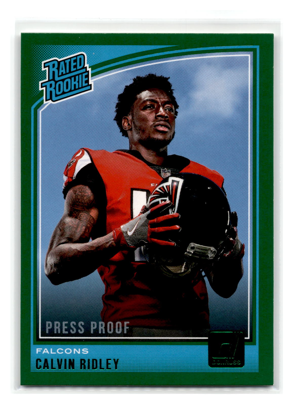 2018 Donruss - #311 - Calvin Ridley Press Proof Green RC - Atlanta Falcons