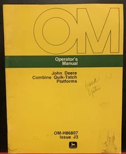 John Deere combine Quik-Tatch platforms Operator's Manual OM-H86807 (j3)