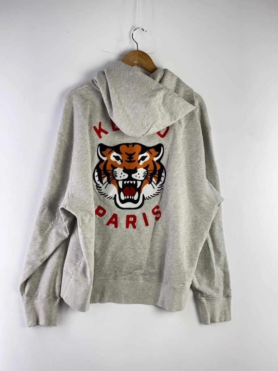 Felpa con cappuccio KENZO 24SS XL cotone grigio tigre usata
