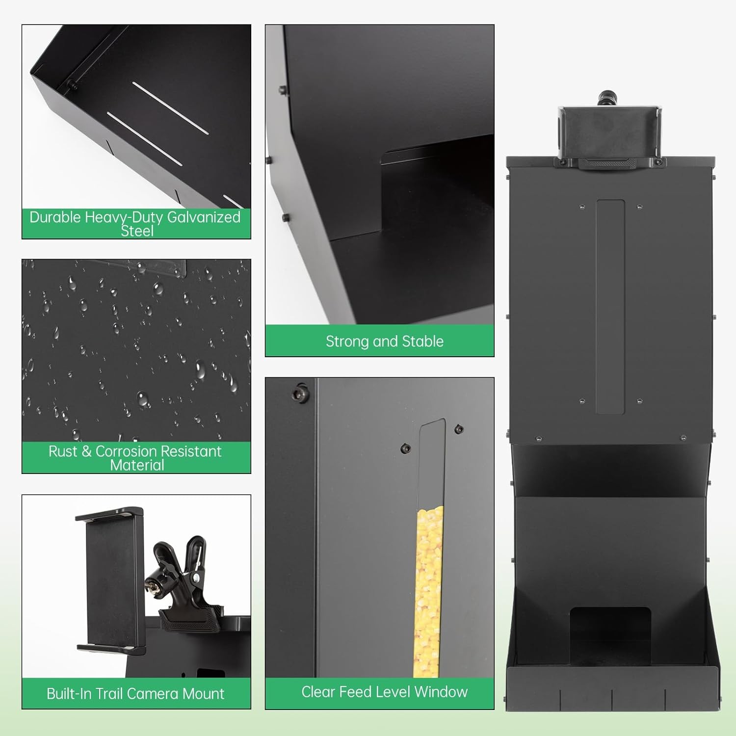 Automatic Metal Deer Feeder – 60 lb/11Gal Capacity, Gravity Dispenser Feeds Pr