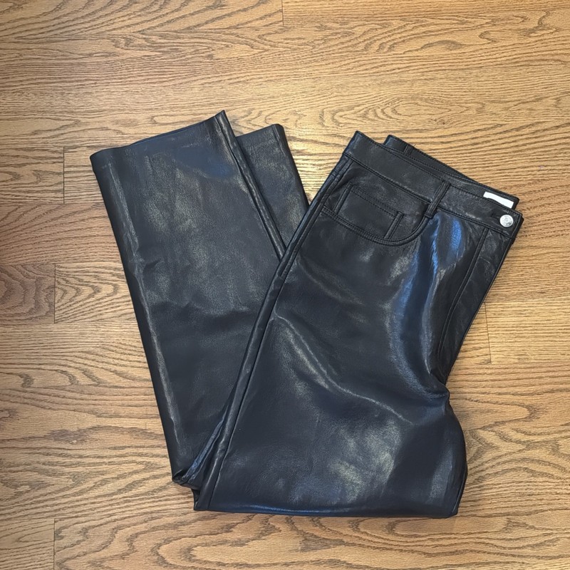 Aritzia Wilfred Women's Melina  Pants Black Vegan Leather High Rise size 16