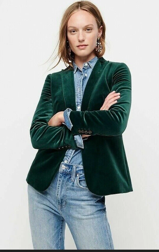 Blazer de terciopelo para mujer J.CREW Old Forest Green Parke Foto 2 de 3