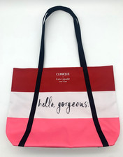 Kate Spade x Clinique Hello Gorgeous Stripe Tote Bag Pink Red Shopper