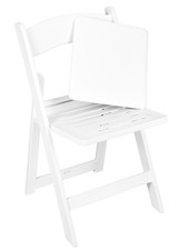 White Resin Folding Chair with Slatted Padded Seat - 2N1 by Chivari