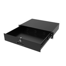 2U Server Cabinet Case 19 Inch Rack Mount Lockable Drawer with Key, 12.6 Inch De