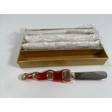 Neiman Marcus 4pcs Red Santa Hat Cheese Spread Knife Set READ