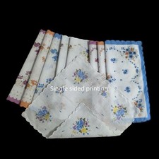 9 St&uuml;ck Baumwolle Taschent&uuml;cher f&uuml;r Frauen Bandanas Geschenk Wellenrand Quadrat Taschentuch
