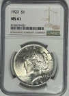 1922 S PEACE DOLLAR NGC MS 61