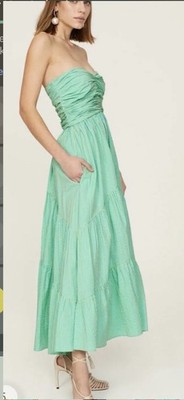 Cinq à Sept Women's Cyan Lima Bean Striped Strapless Maxi Dress Size 8