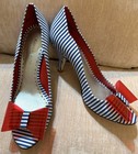 Gianni Bini Betsey Patriotic USA Pumps Red Bow Striped Heels Women’s 6.5 — photo 7