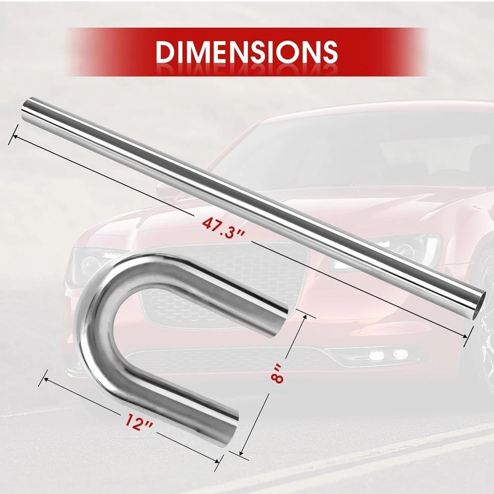 8PCS 2.5" Stainless Steel Exhaust Tubing Mandrel Pipe For Chevrolet K10 K20 K30 - Изображение 3 из 4