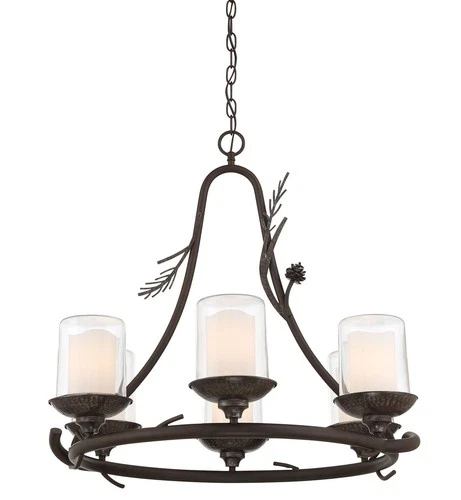 Minka Lavery 2756 Ponderosa Ridge 6 Light 28"W Pillar Candle Ring - Weathered - Picture 1 of 4