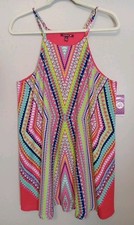 Silvergate Women Sleeveless Geometric Multicolor Lined  Dress Size L