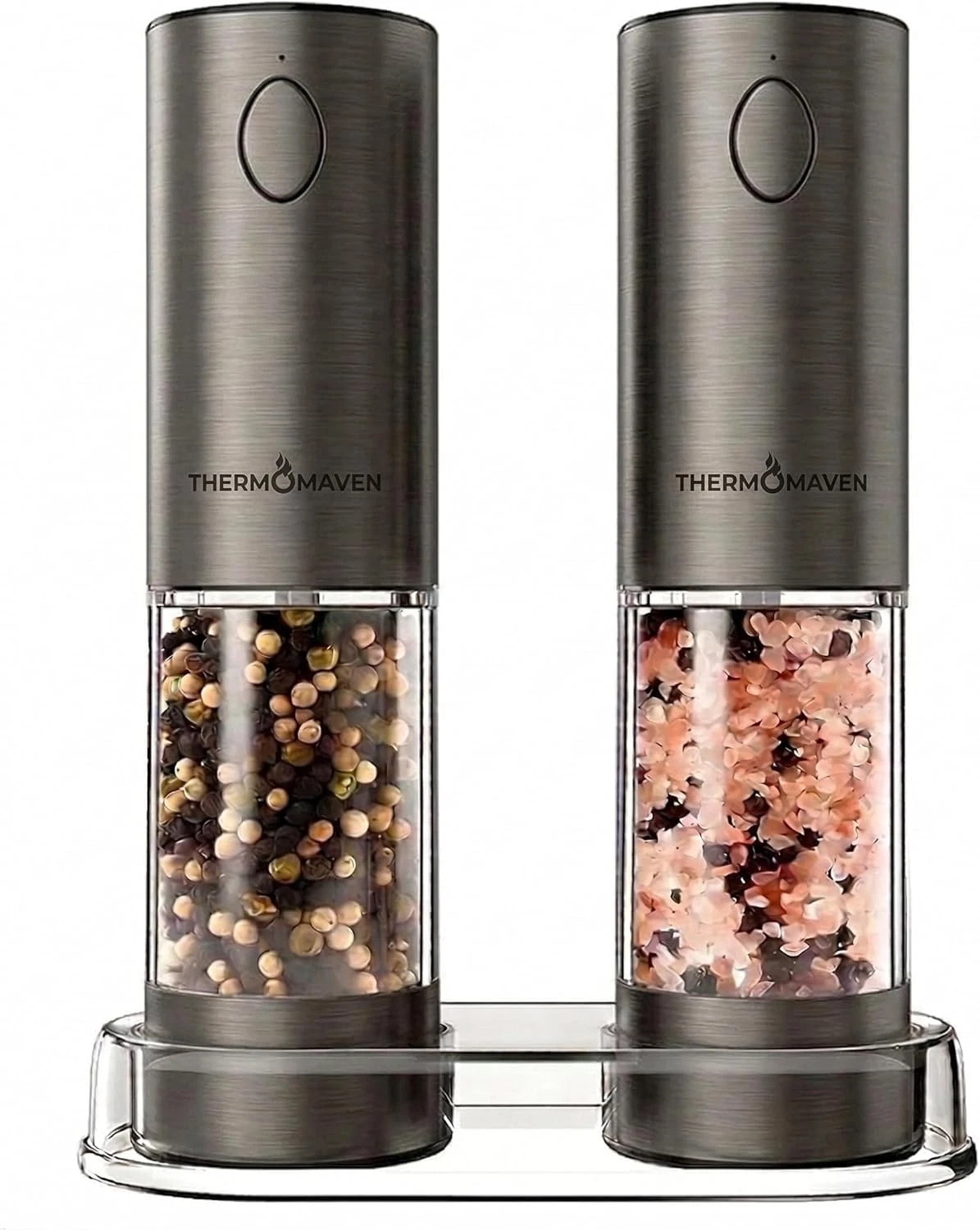 Electric Salt and Pepper Grinder Set,110Ml Larger Rechargeable Automatic Grinder