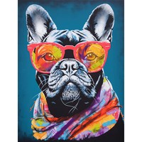 Englische Bulldogge Mit Neon-Bandana Und Sonnenbrille ExtragroßEr Leinwanddruck