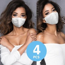 4 pcs Unisex Face Mask Triple Layer Fashionable Reusable Cloth Washable