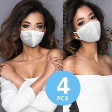 4 pcs Unisex Face Mask Triple Layer Fashionable Reusable Cloth Washable