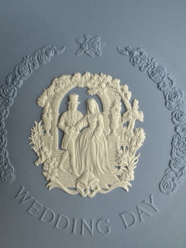 Wedgwood England blau weiß Sammelteller, Hochzeitstag, Braut Bräutigam 8 1/2 Zoll - Bild 3 von 11