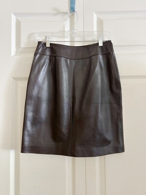 ESCADA Womens Leather Brown Pencil Skirt EU 36 Small