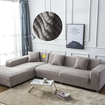 Stretch L Shaped Sofa Cover Non Slip Plush Warm Anti Wrinkle