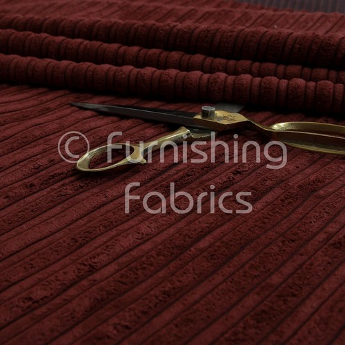 Soft Velvet Jumbo Cord Upholstery Sofas Cushions Fabrics Material Wine Red Shade - Picture 2 of 5