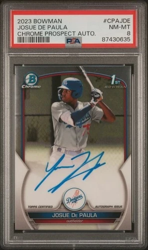JOSUE DE PAULA 2023 BOWMAN CHROME 1ST BOWMAN RC AUTO #CPAJDE GRADED PSA 8 NM-MT