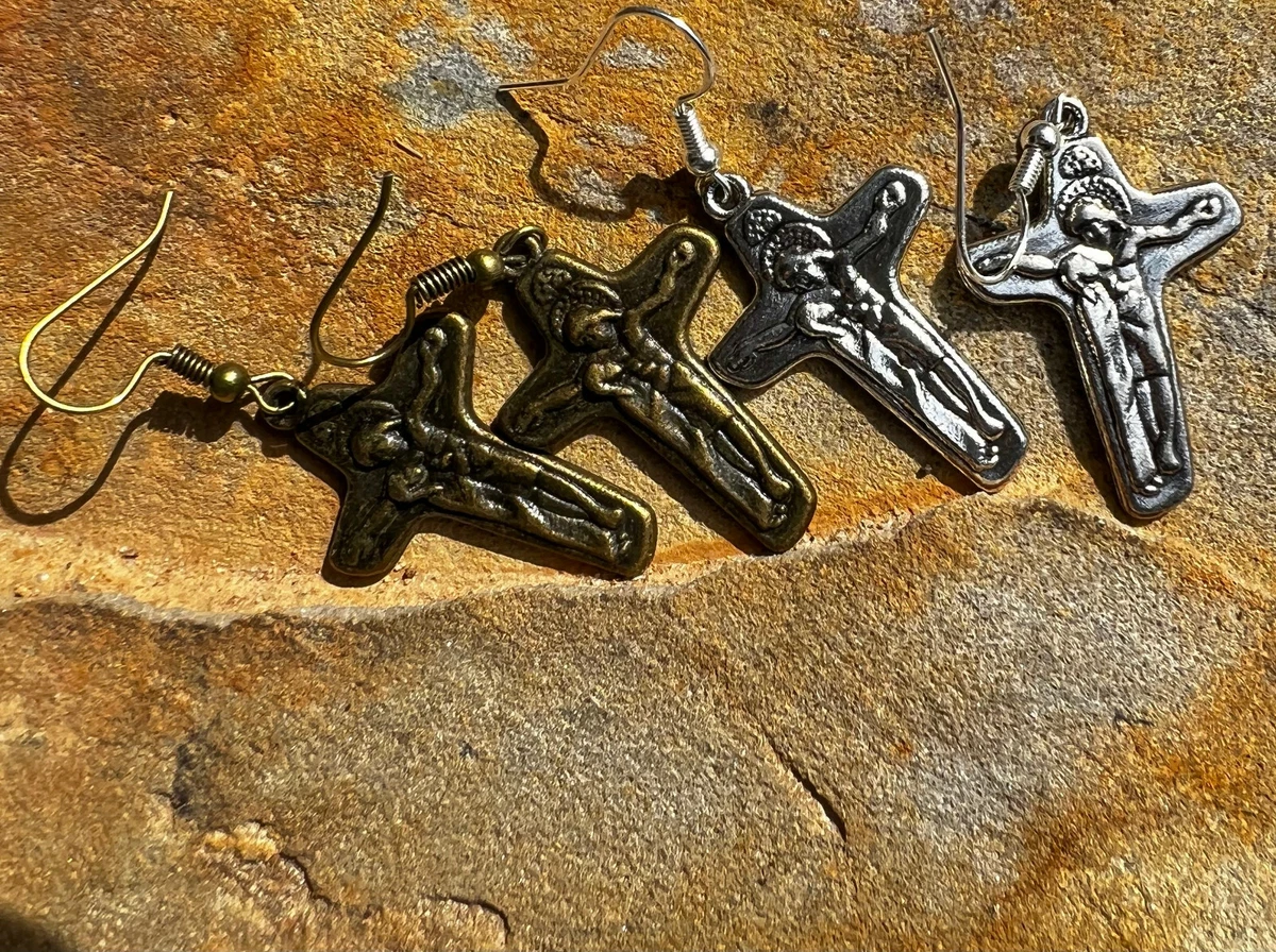 Cross dangle drop sale earrings