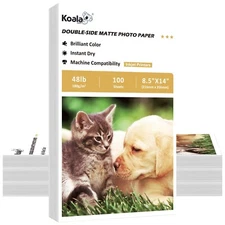 300 Sheets Koala Double Sided Matte Photo Paper 8.5x14 180g 48lb Inkjet Printer