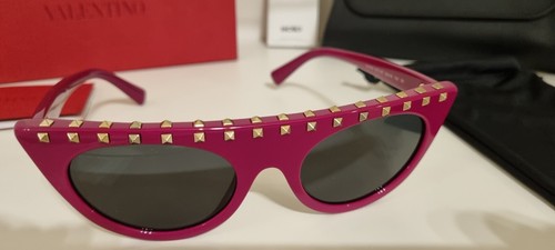 Valentino Garavani Sonnenbrille VA4018 Fuchsia Pink mit Nieten Cat Eye Neu - Bild 3 von 12