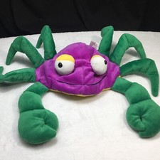 Purple Green and Yellow Eight Legged Beanbag Plush Sea Animal Stuffed Crab