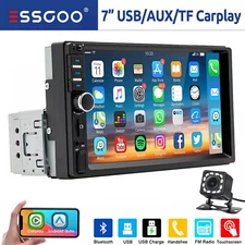 1 DIN 7" Wireless Car Stereo Head Unit Radio Carplay Android Auto with Camera