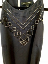 Banana Republic Womens Navy Slip/Sheath  Dress w/ Cutouts +Beaded Detail  SMALL