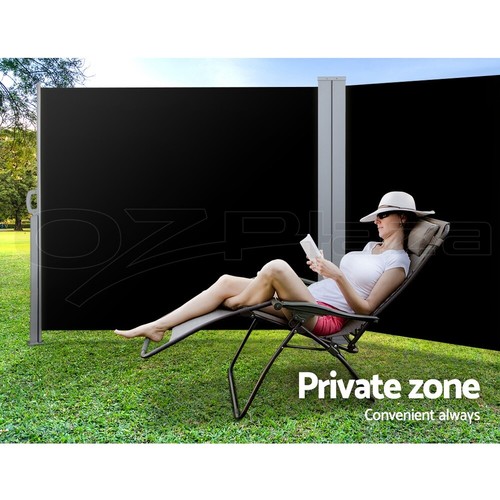 Instahut Side Awning Outdoor Blinds Sun Shade Retractable Screen 2X6M BK - Picture 4 of 10