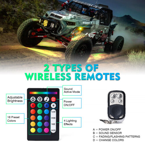 Xprite mehrfarbig RGB LED Rock Lights mit Fernbedienung & Bluetooth Unterboden Neon Kit - Bild 4 von 11