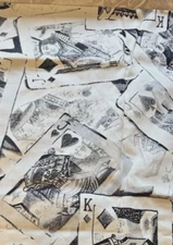 VTG Robert Allen Fabric 1993 FACE CARDS Cotton Viscose 54" wide 1 yard remnant 1