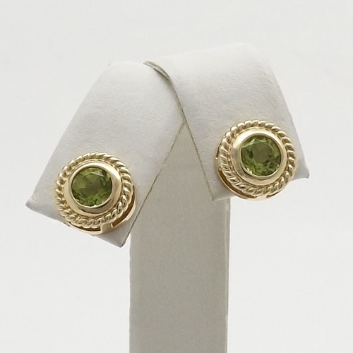 Michael Anthony 14k Gold Peridot 1ctw August Birthstone Rope Halo Stud Earrings