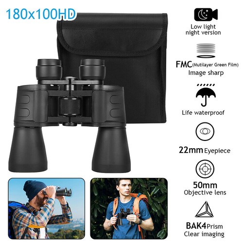 180x100 HD Powerful Military Zoom Binoculars Day/Low Night Optics Hunting & Case - Picture 6 of 13