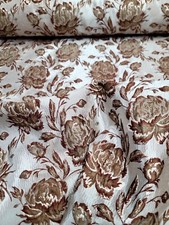 Brown Gold Floral Brocade Fabric 57 Width Sold By The YardBeige Background