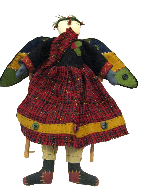 2001 primitive/folk art angel by Tender Heart treasures snowperson Angel Holly