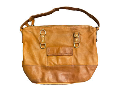 Crew Marlow Cognac Brown Leather Handbag Shoulder Bag Purse Tote