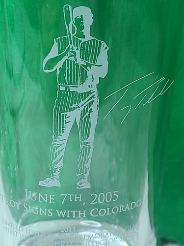 2 Troy Tulowitzki Signs Rockies Commemorative Glasses 1st Issue 2005 3rd Ed 2009 - Picture 2 of 7