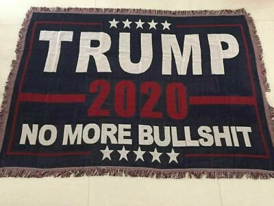 TWC TRUMP NO MORE BULLSHIT 2020 FLAG BANNER BLUE US GOP AFGHAN BLANKET USA PRESIDENT