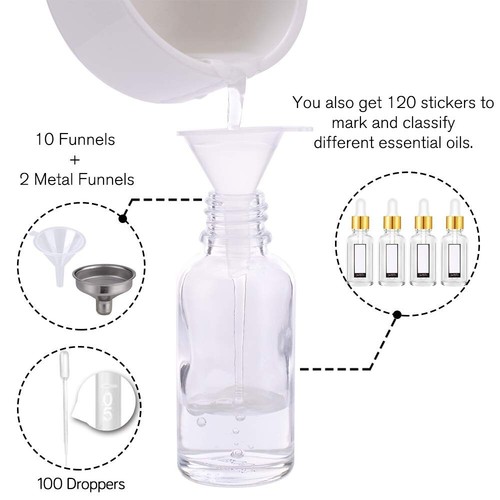 Complete Set of 99 Clear Glass Tincture Bottles with Pipettes & Funnels - 30ml - Picture 6 of 9