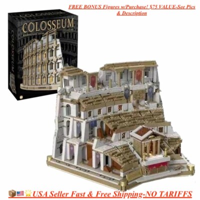 NEW USA Rome Colosseum 2900PC LED Building Block Set W/Box & 20+ROMAN FIGURES